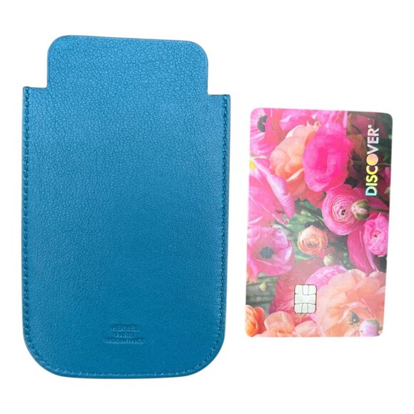 Hermes Swift Chevre Calfskin Bleu Colvert Credit Card Drivers License Wallet - Picture 2 of 8